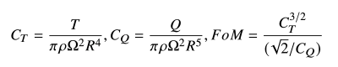 thrust coefficient, torque coefficient and figure of merit (FoM)